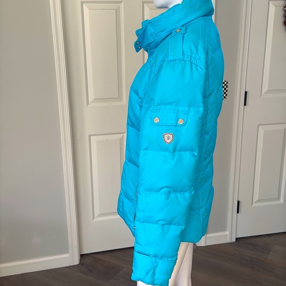 EDDIE BAUER Goose Down Turquoise Quilted  Puffer Ski Jacket w/Removable Insert-M - Picture 9 of 16